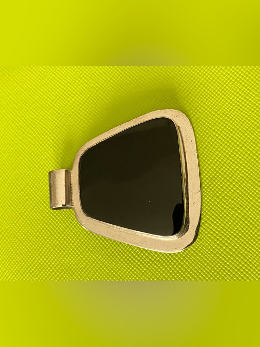 Large Black Stone Pendant Sterling Minimalist Statement